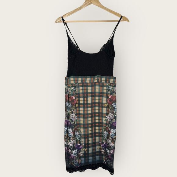 ZARA Floral Check Lace Bodycon Dress | Small | Black Dark Floral Preppy Grunge - Picture 8 of 9